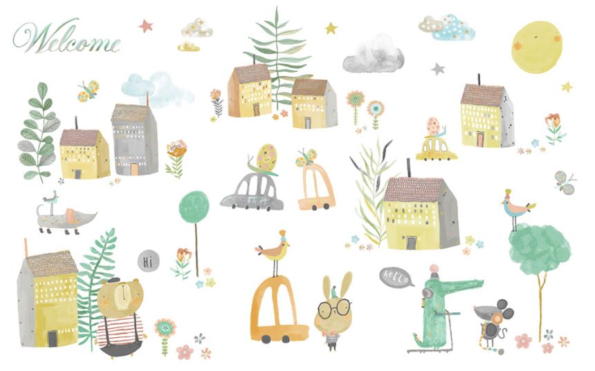 Children´s self-adhesive wall decor with animals 3652-2, Oh lala, ICH Wallcoverings