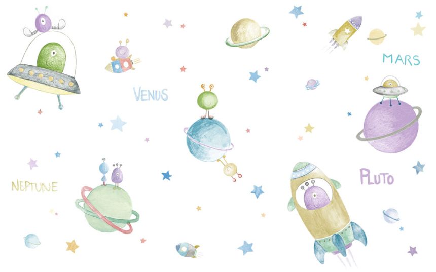 Children´s self-adhesive wall decor Universe, Martians 3651-2, Oh lala, ICH Wallcoverings