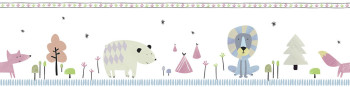 Children's self-adhesive border with animals 3450-2, Oh lala, ICH Wallcoverings