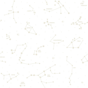 White and beige paper wallpaper Constellations 3362-3, Oh lala, ICH Wallcoverings