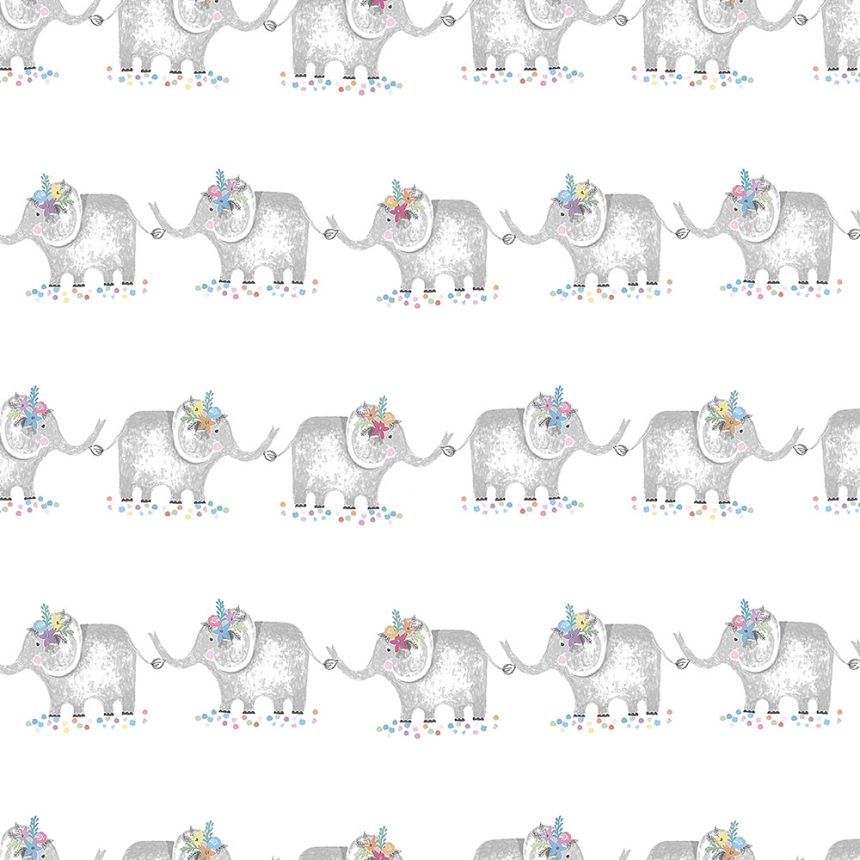 Paper children's wallpaper with elephants 3351-1, Oh lala, ICH Wallcoverings