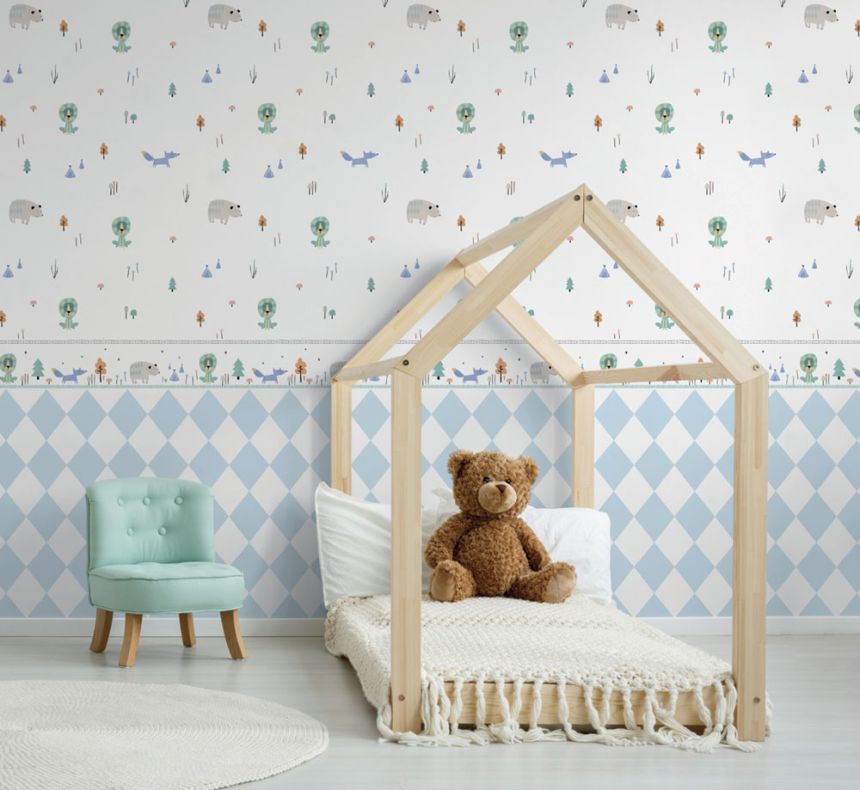 Paper children's wallpaper with animals in a forest 3350-4, Oh lala, ICH Wallcoverings