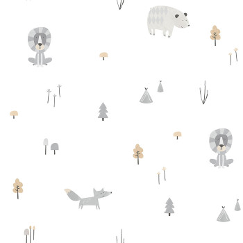 Paper children's wallpaper with animals in a forest 3350-4, Oh lala, ICH Wallcoverings