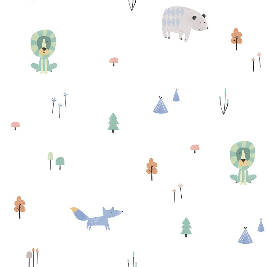 Paper children's wallpaper with animals in a forest 3350-1, Oh lala, ICH Wallcoverings