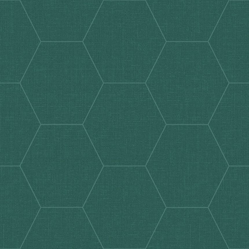 Green non-woven geometric pattern wallpaper, hexagons 148752, Blush, Esta Home