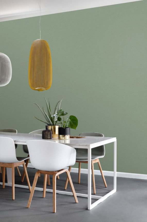 Non-woven wallpaper green, fabric imitation 148745, Blush, Esta Home