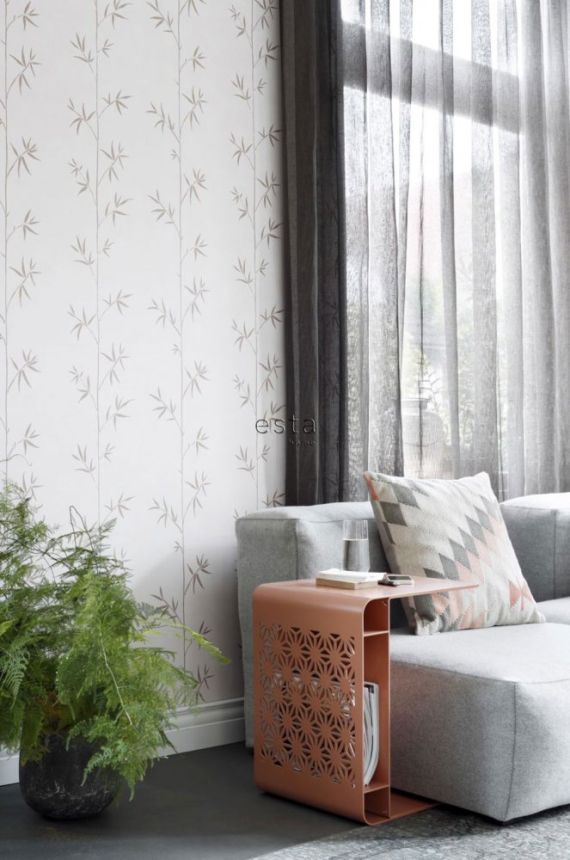 Gray-beige non-woven wallpaper, bamboo 148726, Blush, Esta Home
