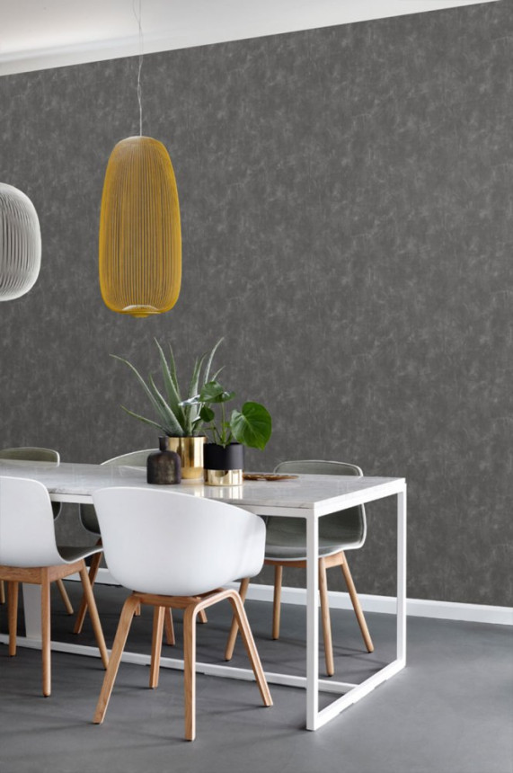 Gray-black non-woven wallpaper, imitation plaster 148725, Blush, Esta Home