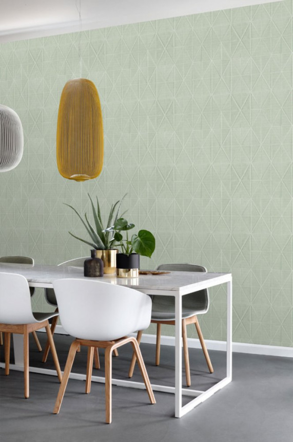 Non-woven, geometric pattern wallpaper green, origami 148713, Blush, Esta Home