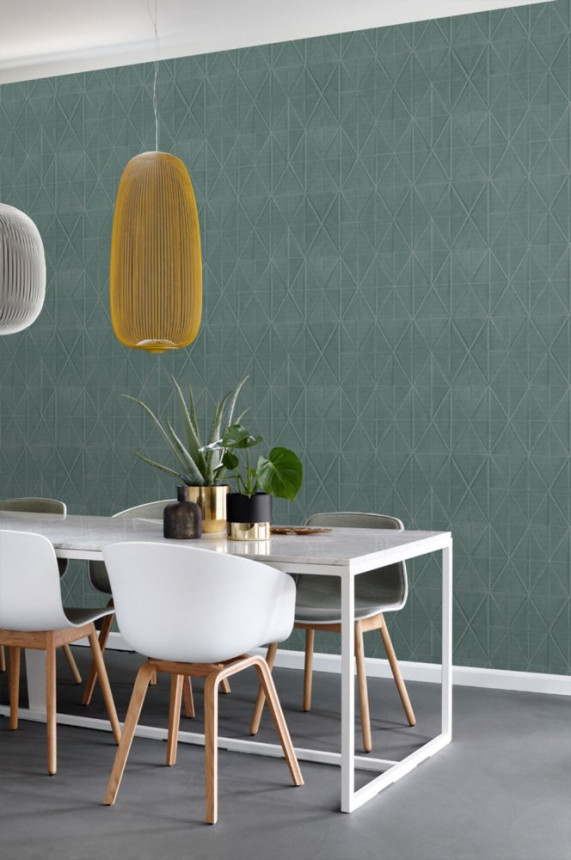 Non-woven, geometric pattern wallpaper, origami 148712, Blush, Esta Home