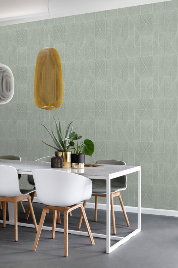 Non-woven, geometric pattern wallpaper gray, origami 148708, Blush, Esta Home