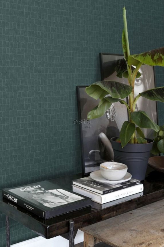 Non-woven green wallpaper - imitation skin 139188, Paradise, Esta Home