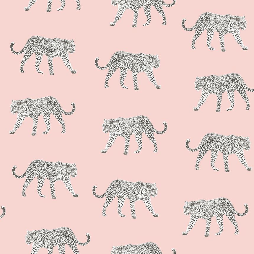 Non-woven pink wallpaper with leopards 139177, Paradise, Esta Home