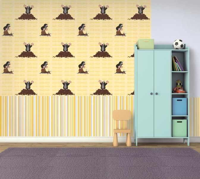 Chindren´s paper wallpaper 6070003, stripes, Little Mole, Vavex