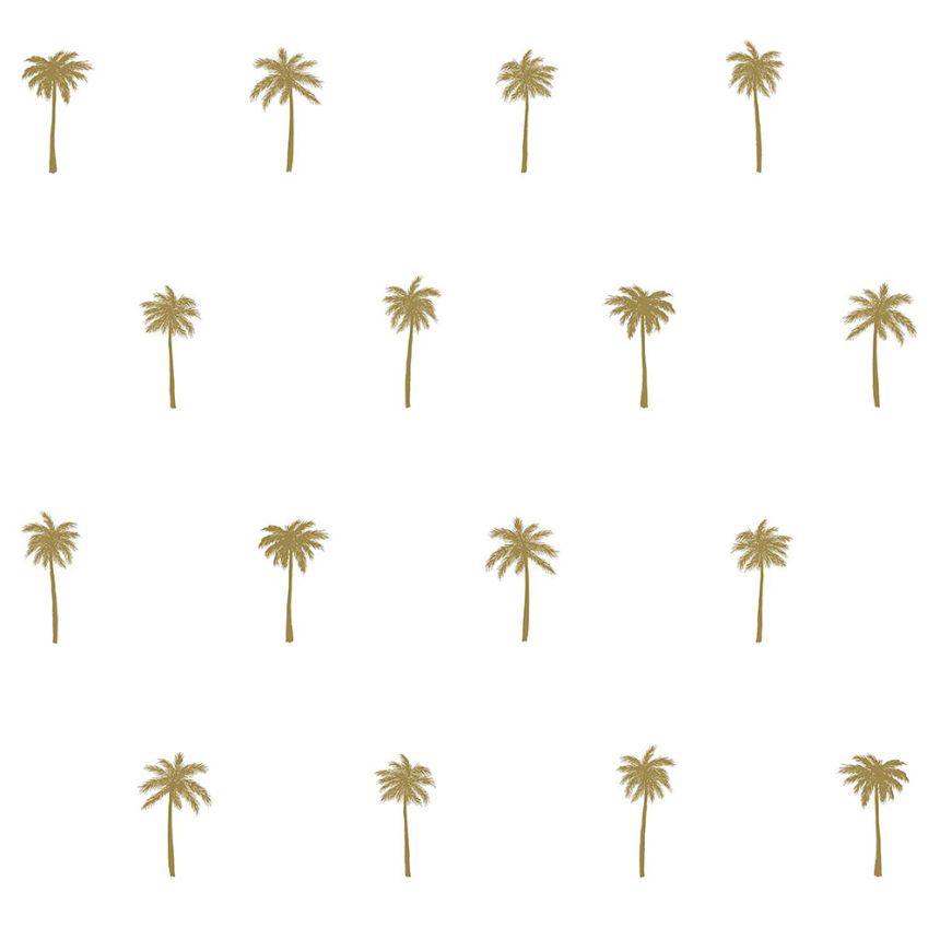 Non-woven white wallpaper with golden palm trees 139158, Paradise, Esta Home