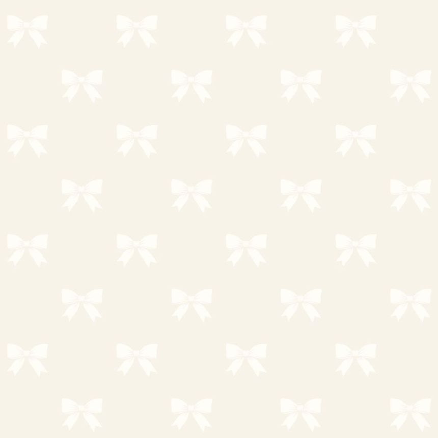 Metallic cream non-woven wallpaper with bows 346845, Precious, Origin