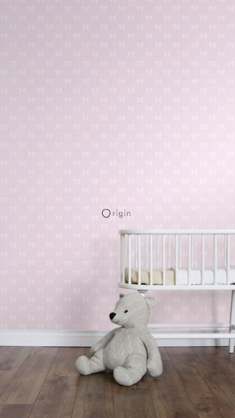 Pink non-woven wallpaper for girls - bows 346844, Precious, Origin