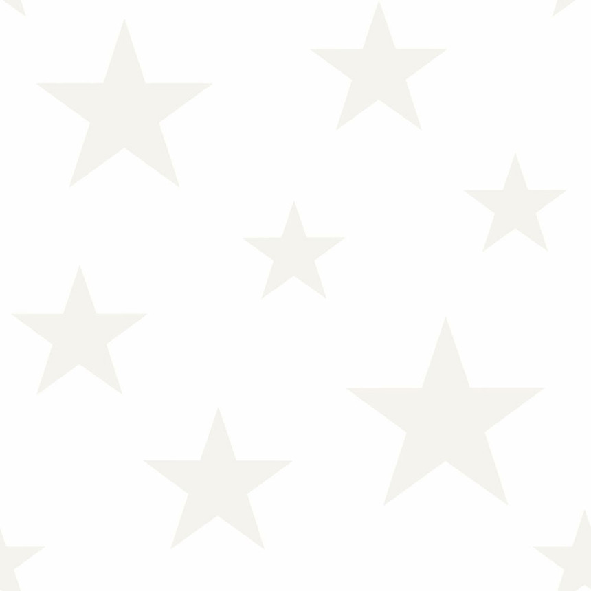 White non-woven wallpaper with metallic stars 347696, Precious, Origin