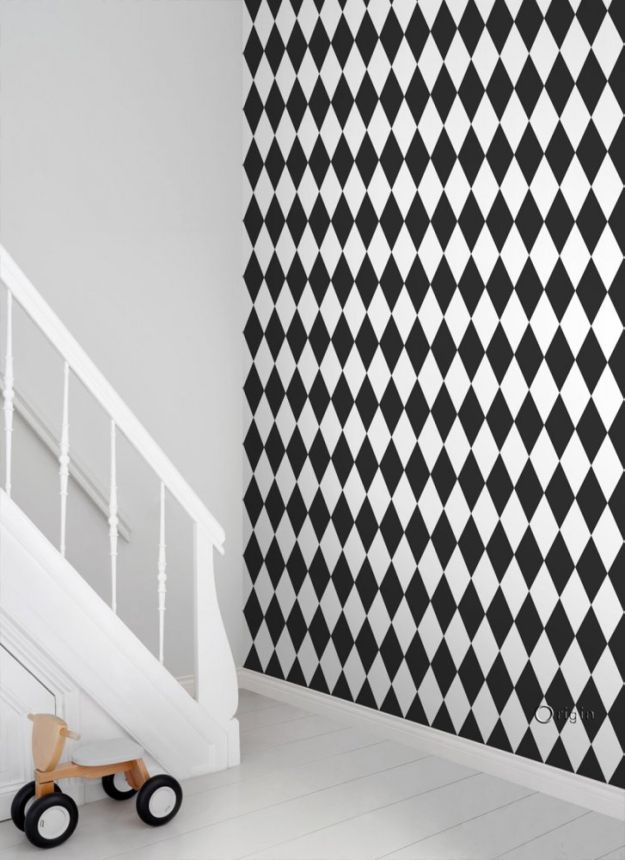 Geometric pattern wallpaper - white and black rhombuses 347670, Precious, Origin