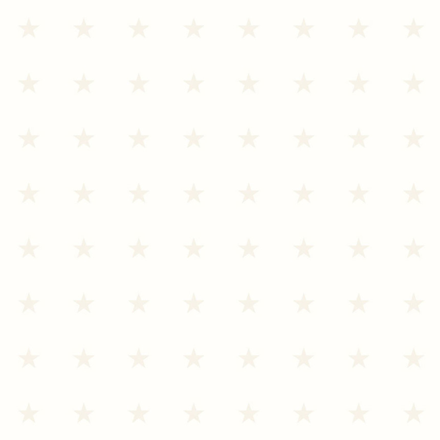 White non-woven wallpaper with beige stars 346828, Precious, Origin