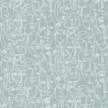 Non-woven graphic turquoise wallpaper - faces M41204, Arty, Ugépa