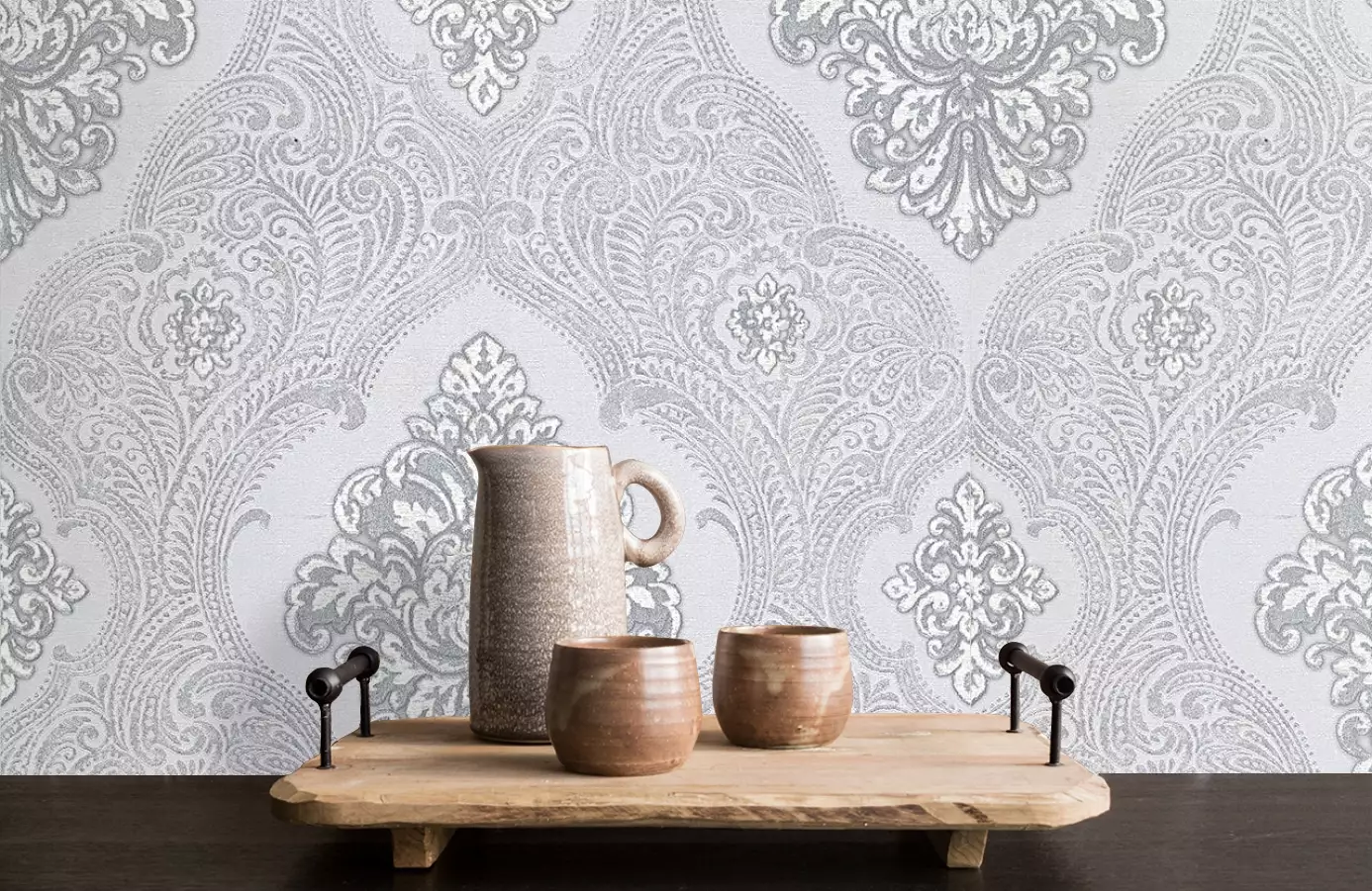 Gray-silver luxury baroque wallpaper 83413, Mirabilia, Emiliana Parati