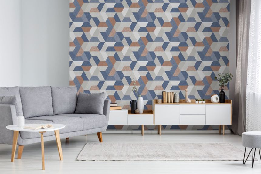 Non-woven washable geometric pattern wallpaper M50910, Loft, Ugépa