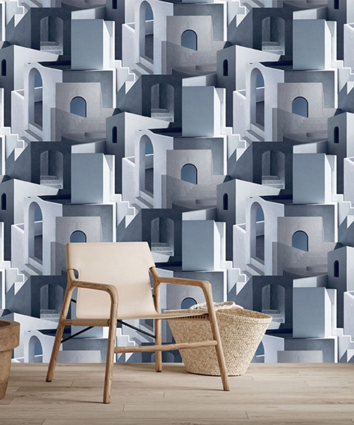 Non-woven graphic blue-gray 3D wallpaper M46801, Arty, Ugépa