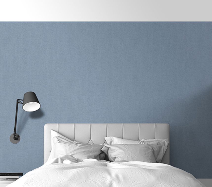 Non-woven wallpaper - grey-blue fabric imitation - M55101 - Structures, Ugépa