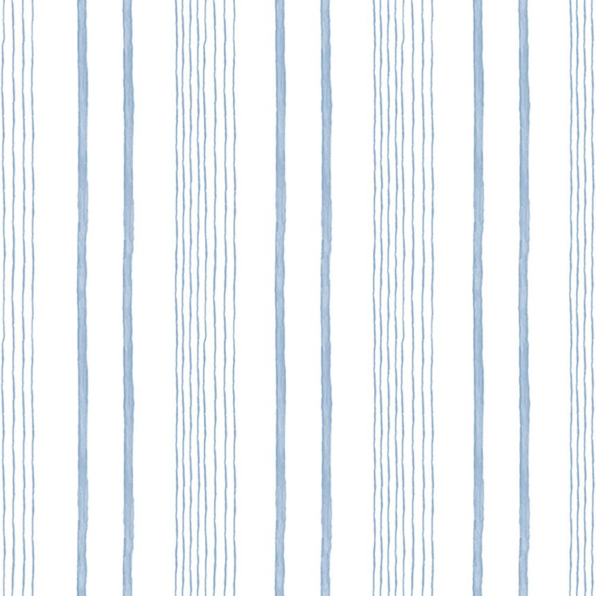 Non-woven white wallpaper with blue stripes M33311, My Kingdom, Ugépa