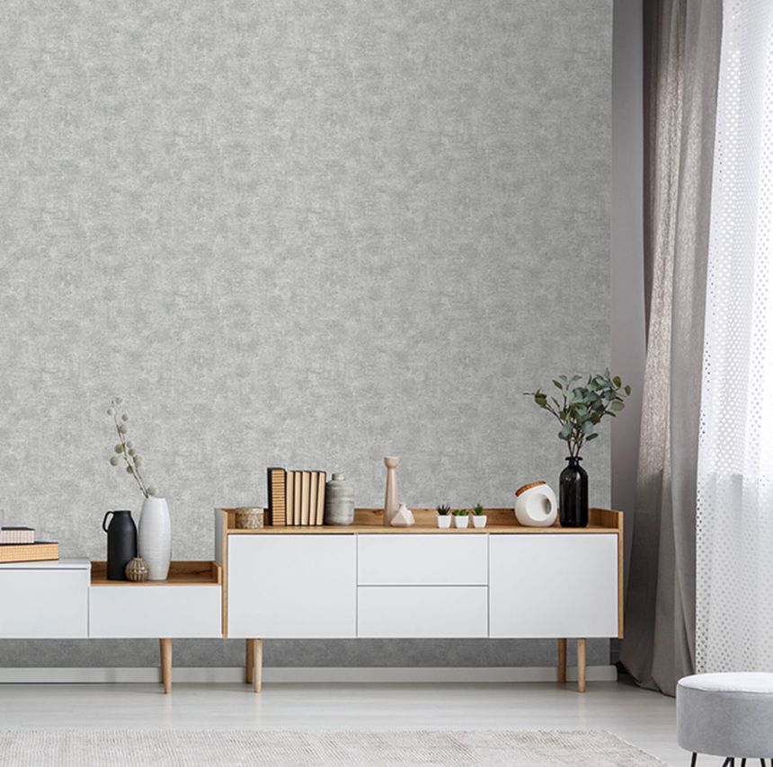 Non-woven gray wallpaper with glitters and fabric texture - A13709 - Structures, Ugépa
