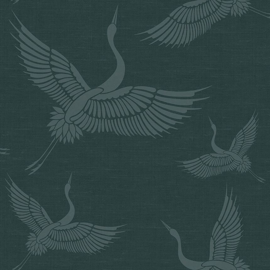 Non-woven wallpaper - flying birds, cranes - fabric texture 347759, Natural Fabrics, Origin