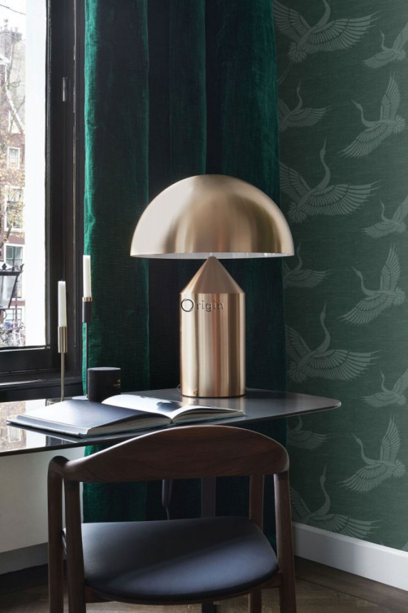 Non-woven wallpaper - flying birds, cranes - fabric texture 347759, Natural Fabrics, Origin