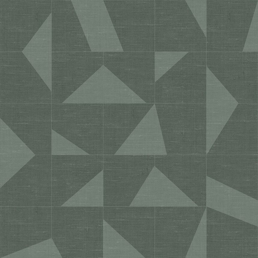 Non-woven green geometric pattern wallpaper with fabric texture 347755, Natural Fabrics, Origin