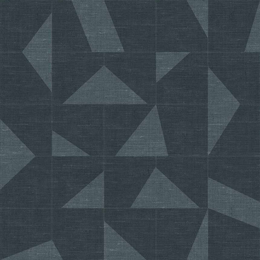 Non-woven blue geometric pattern wallpaper with fabric texture 347756, Natural Fabrics, Origin