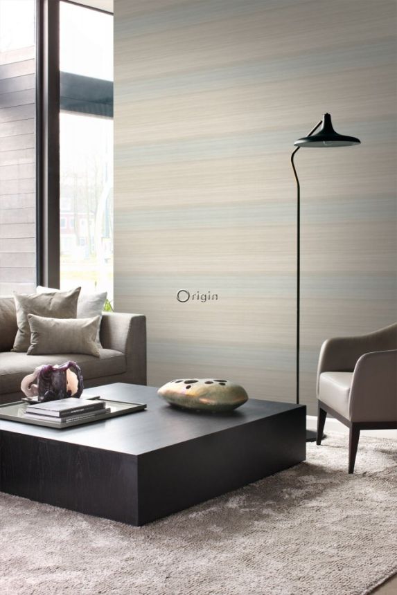 Non-woven wallpaper imitation of gray-beige woven fabric 347750, Natural Fabrics, Origin