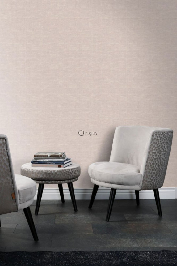 Non-woven wallpaper, imitation fabric pink melange 347637, Natural Fabrics, Origin