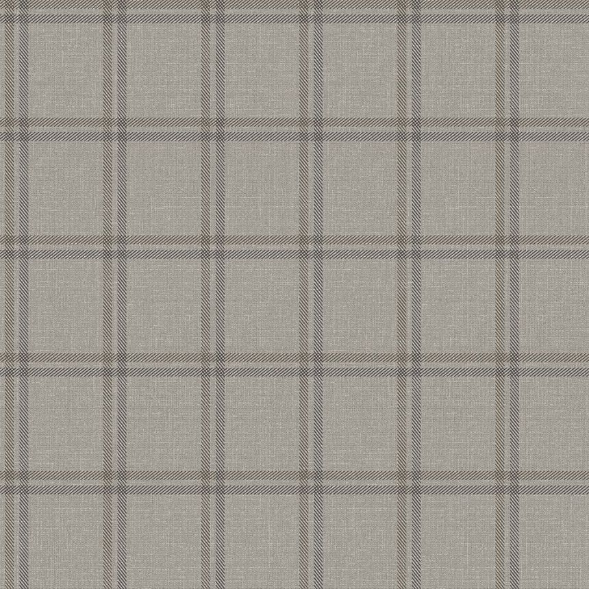 Non-woven wallpaper imitation of brown fabric, English checkered 347624, Natural Fabrics, Origin