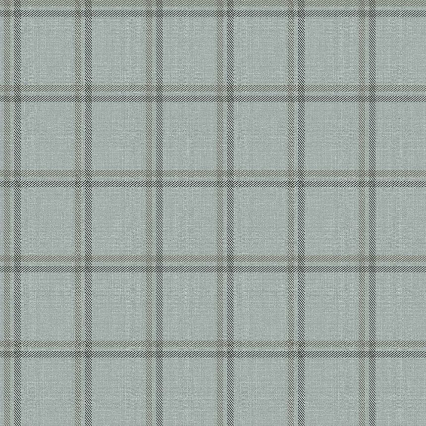 Non-woven wallpaper imitation fabric, gray-blue checkered 347622, Natural Fabrics, Origin