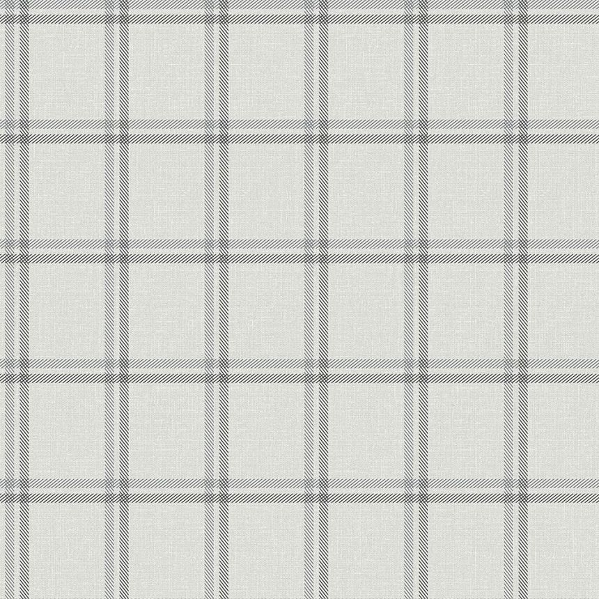 Non-woven wallpaper imitation fabric, gray checkered 347621, Natural Fabrics, Origin