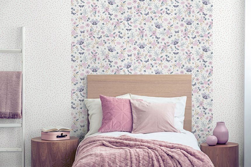 Non-woven floral wallpaper with butterflies M58105, My Kingdom, Ugépa