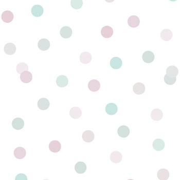 Non-woven white wallpaper with colored dots M51903, My Kingdom, Ugépa