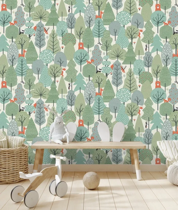Non-woven children's wallpaper - animals in the forest M51604, My Kingdom, Ugépa