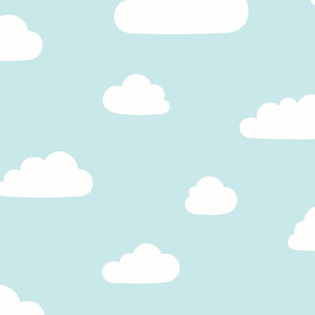 Non-woven children's turquoise wallpaper with clouds A61821, My Kingdom, Ugépa