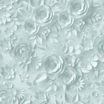 Non-woven floral green wallpaper with 3D effect M44604, My Kingdom, Ugépa
