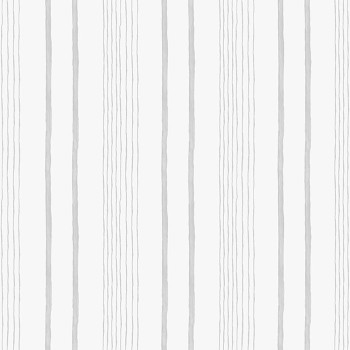 Non-woven white wallpaper with gray stripes M33309, My Kingdom, Ugépa