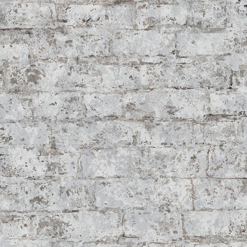 Non-woven gray washable brick wallpaper, brick wall  - M52909, Loft, Ugépa