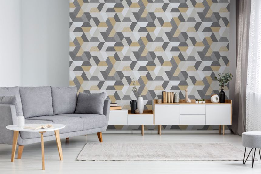 Non-woven washable geometric pattern wallpaper M50909, Loft, Ugépa