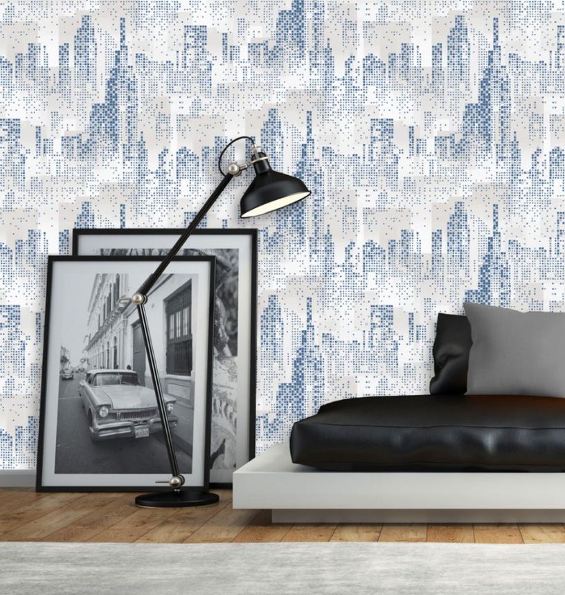 Non-woven graphic wallpaper with metallic elements - City - M46300, Loft, Ugépa