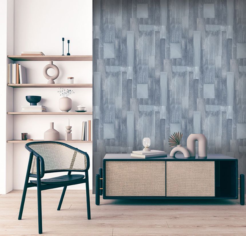 Non-woven blue-gray geometric pattern wallpaper M46901, Arty, Ugépa